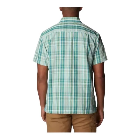 COLUMBIA Green Plaid Trail Short Sleeve Casual Button Front Shirt Size M NEW - Picture 11 of 13